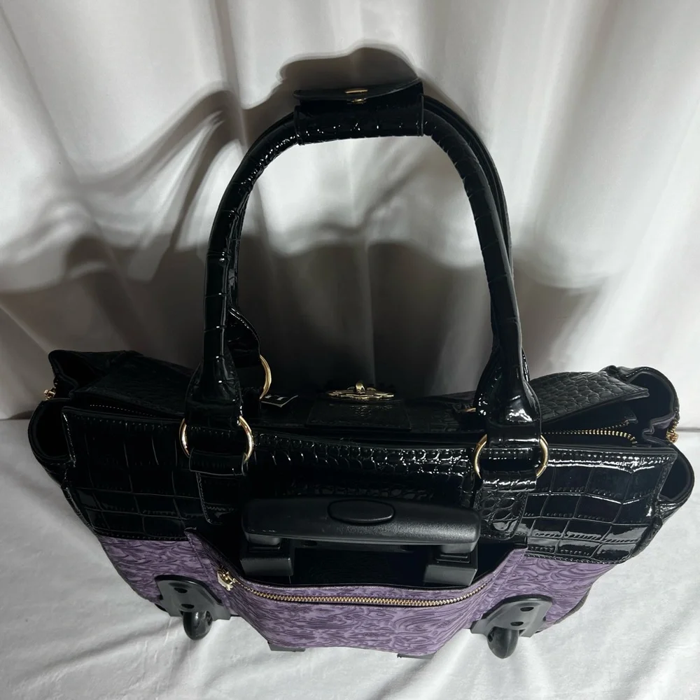 JKM and Company CONTESSA Purple Rolling Tote Bag, Travel Bag or Rolling Work Bag - Picture 16 of 16